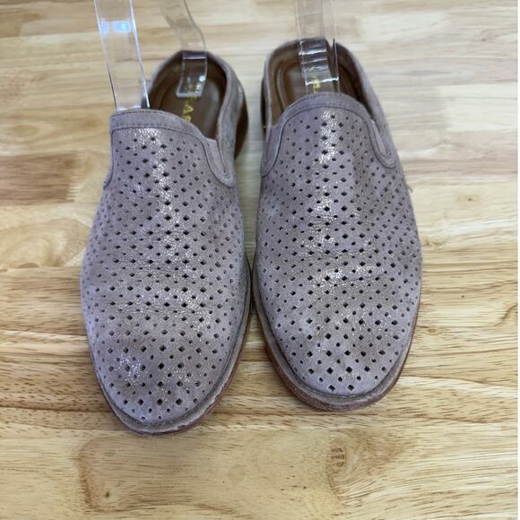 Trask Ashley Perforated Slip On Mule in Metallic Dusty Rose - Picture 3 of 6